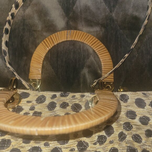 Christian Dior (vintage) Leopard Small Lady Dior 2-way Handbag Rattan Handles - Picture 9 of 11